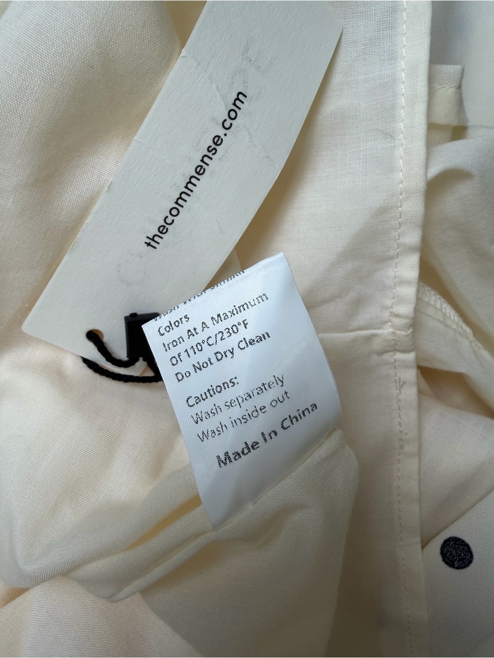 Commense Satin Polka Dot Ruched Mini Dress Cream Black Medium NWT Sleeveless - Picture 9 of 9